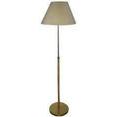 Paavo Tynell Brass and Cane Floor Lamp