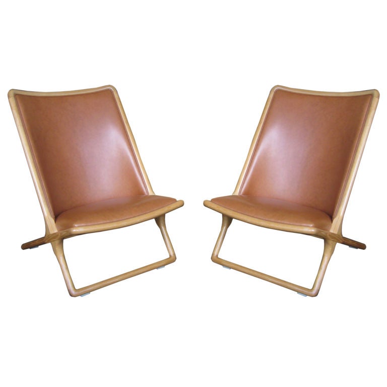 Pair of Ward Bennett Scissor Chairs