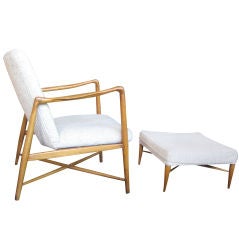 Finn Juhl Arm Chair with companion Vladimir Kagan Ottoman