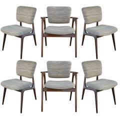Set of Six Walnut Dining Chairs