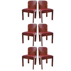 Silvio Coppola Set of Six Rosewood and Leather Dining Chairs