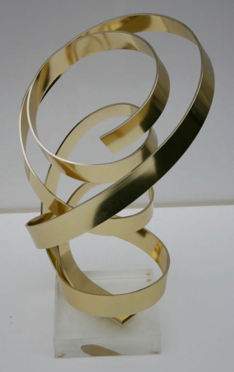20th Century Polished Brass Ribbon Sculpture