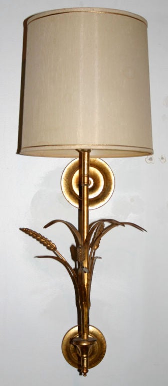 Pair Italian Tole Wheat Sconces