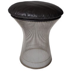 Brown Leather Stool - Warren Platner