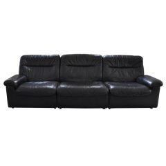 Black Leather Sofa, De Sede, circa 1960s
