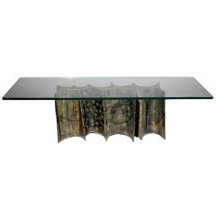 Sculpted Steel Coffee Table with Scalloped Base by Paul Evans
