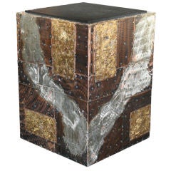 Copper, Bronze and Pewter Patchwork Side Table by Paul Evans