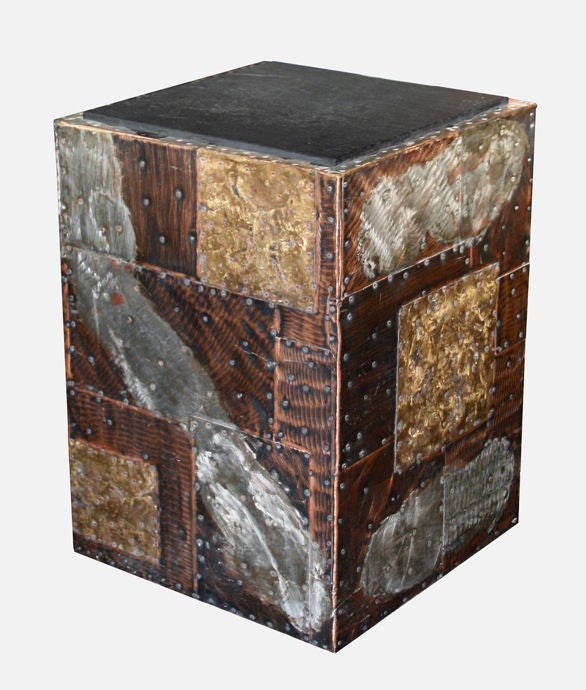 Copper, Bronze and Pewter Patchwork Side Table by Paul Evans