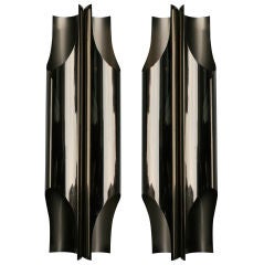 Pair of Orgues Sconces in Polished Steel by Charles & Fils