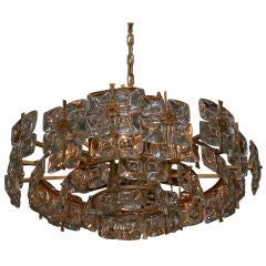 Faceted Crystal and Brass Chandelier by Sciolari