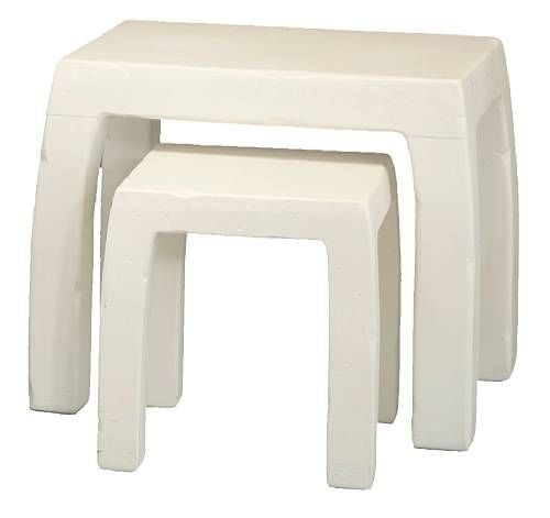 Set of Two Nesting Tables by John Dickinson, USA, 1970.  Set of two diminutive nesting tables in Dickinson's iconic white plaster over wood. Two sets (four pieces total) available.<br />
<br />
Excellent original condition.<br />
<br />
24