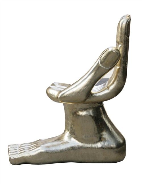 Mexican Gilt Hand Foot Chair Sculpture by Pedro Friedeberg