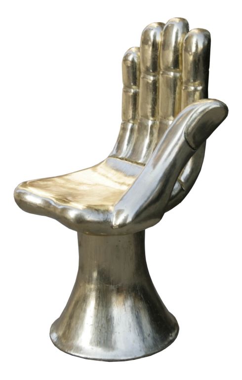 Gilt Hand Chair Sculpture by Pedro Friedeberg Mexico Gilt hand chair sculpture by Pedro Friedeberg. Iconic hand chair with gold leaf finish. Signed with burned in mark, “Pedro Friedeberg” Excellent original condition 38”H 21”W 24”D