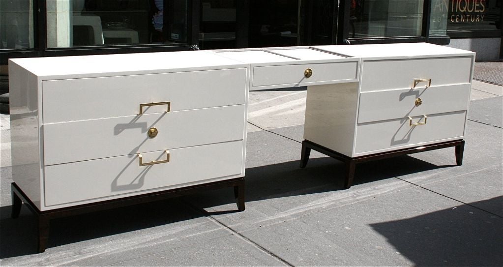 American Pair of White Lacquered Chests by Tommi Parzinger