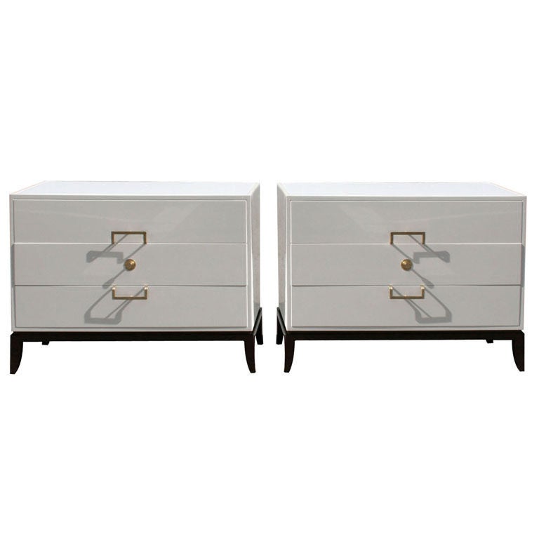 Pair of White Lacquered Chests by Tommi Parzinger