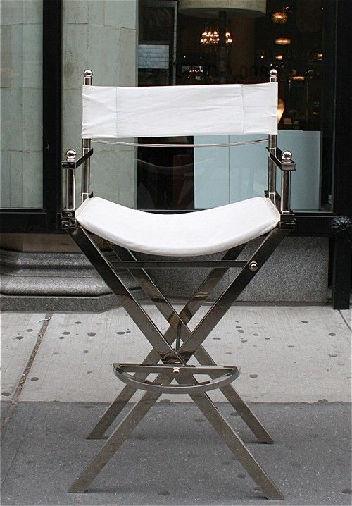 Director's chair was custom designed for a Dean Martin television show by Charles Hollis Jones,circa 1962,USA.Constructed in nickel plated steel and upholstered back and seat in leather.<br />
<br />
Provenance:  Private collection, California.<br