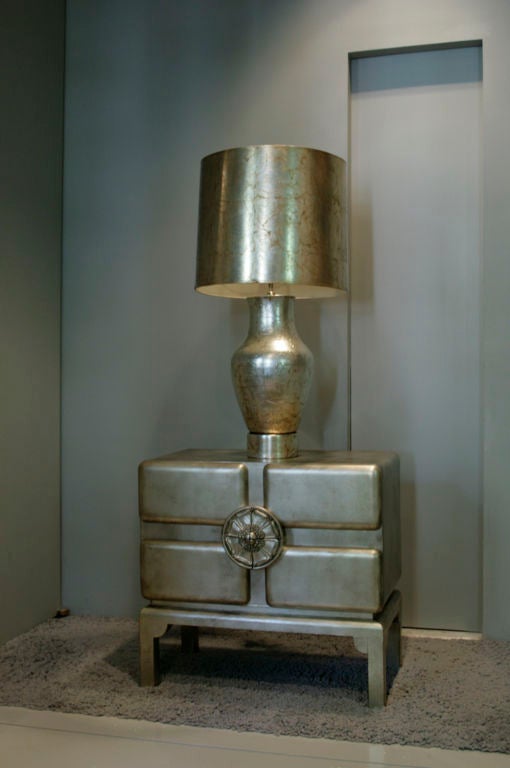 A Pair of Silver Leafed Table Lamps by James Mont