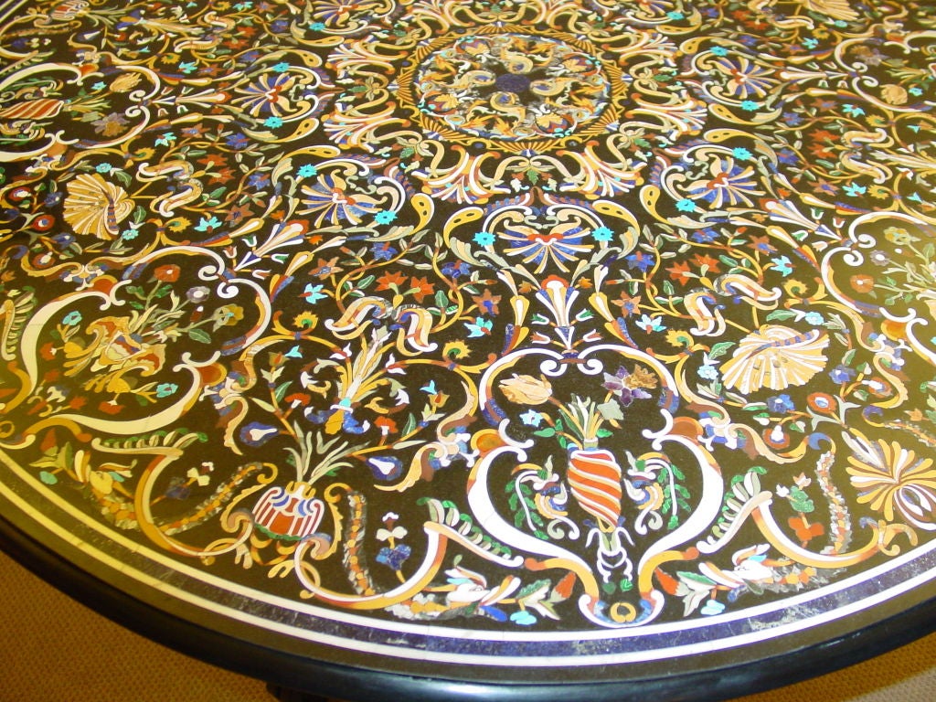 20th Century An Modern Pietra Dure Inlaid Marble Top Center Table
