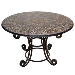 An Modern Pietra Dure Inlaid Marble Top Center Table
