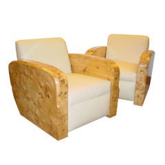 A Pair of Art Deco Style Birch Club Chairs