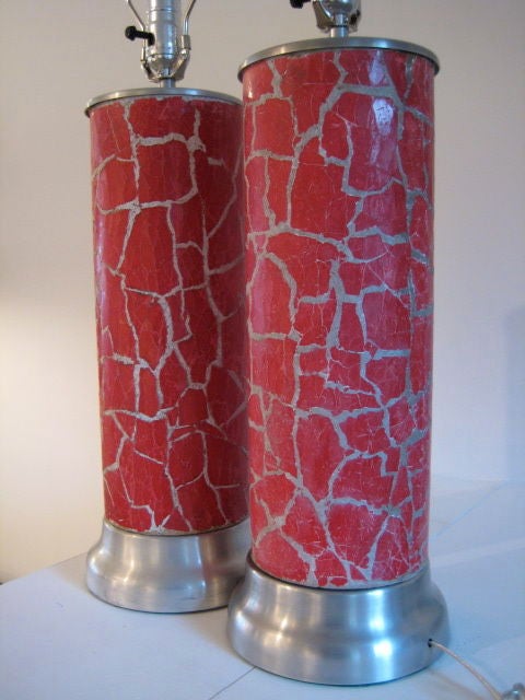 A pair of crackle glaze lamps by Bouck White (1874-1951).