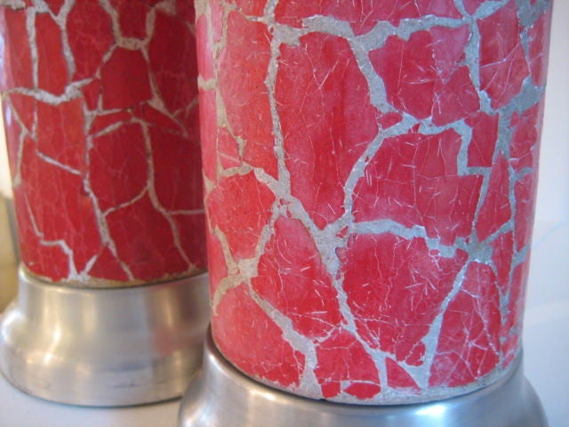American A Pair of Column Lamps by Bouck White In Crackle