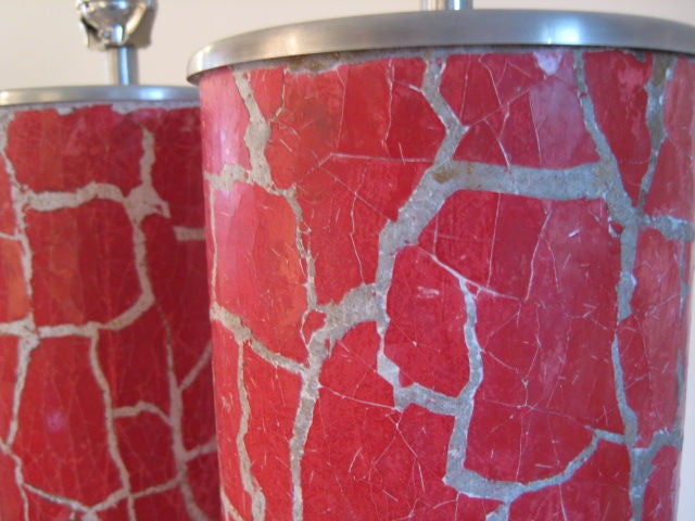 Mid-20th Century A Pair of Column Lamps by Bouck White In Crackle