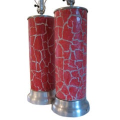 A Pair of Column Lamps by Bouck White In Crackle 2