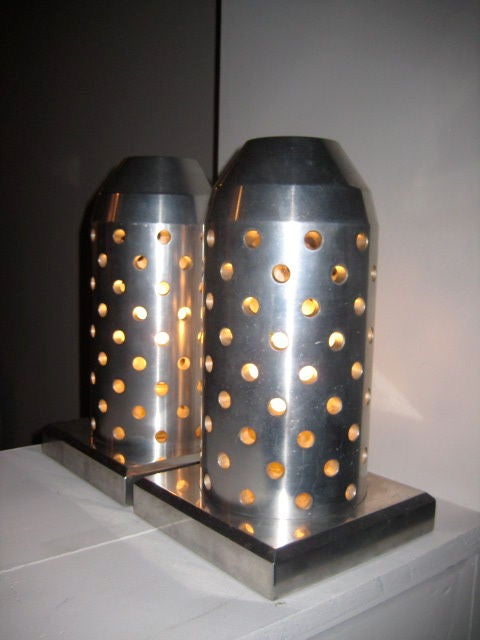 American A Pair of Bullet Shaped Super Industrial Table Lamps For Sale