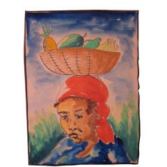 Haiti Vintage Modernist Watercolor