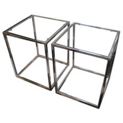 A Pair of Metal Pedestals Attributed to Milo Baughman