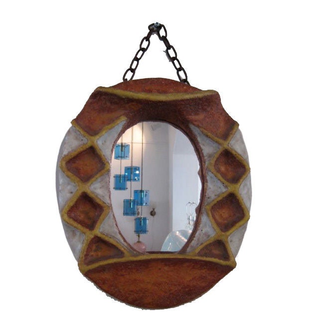 A Ceramic Mirror by Isabelle Ferlay Vallauris For Sale