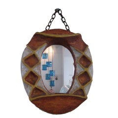 Vintage A Ceramic Mirror by Isabelle Ferlay Vallauris