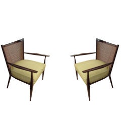 A Pair of Caned Back Armchairs by Paul Mccobb for Directional