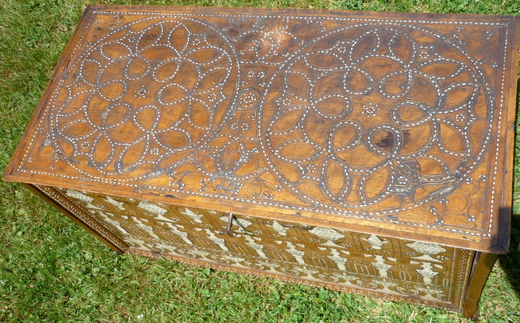 18th Century and Earlier A Spanish Ivory Inlaid Walnut Casket