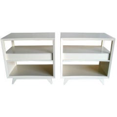 Pair of Mid-Century White Lacquered Bedside Tables