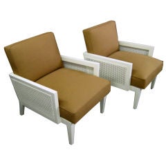 Pair of Caned and Upholstered Armchairs 6