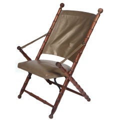 English Folding Leather Campaign Chair 9