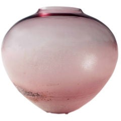 Murano Rose Colored Scavo Glass Vase by Barbini