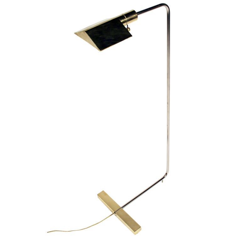 Brass and Chrome Adjustable Reading Lamp by Cedric Hartman