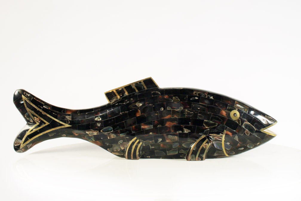 Late 20th Century Pair of Rainbow Shell Fish by Maitland-Smith, Ltd.