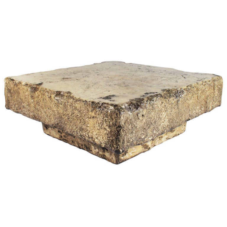 Square Faux Chiseled Stone Cocktail Table by Silas Seandel