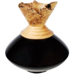 Spalted Maple and Black Lacquered Wood Vase 5