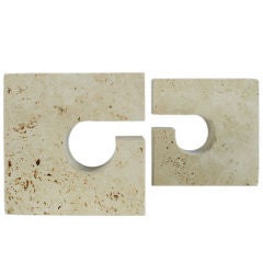 Pair of Travertine Bookends by Enzo Mari