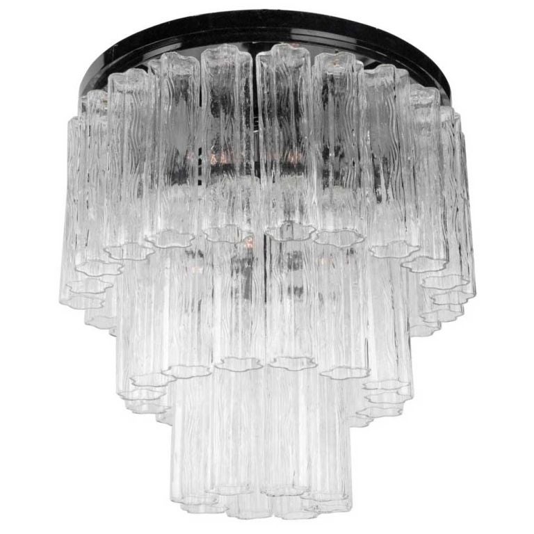 Italian Round Three-Tier Penta Foil Chandelier by Camer Glass For Sale