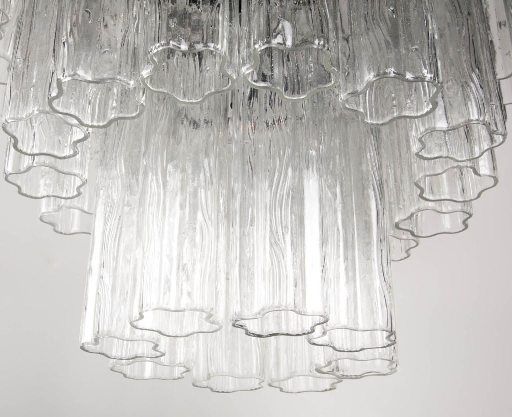 Italian Round Three-Tier Penta Foil Chandelier by Camer Glass In Excellent Condition For Sale In New York, NY