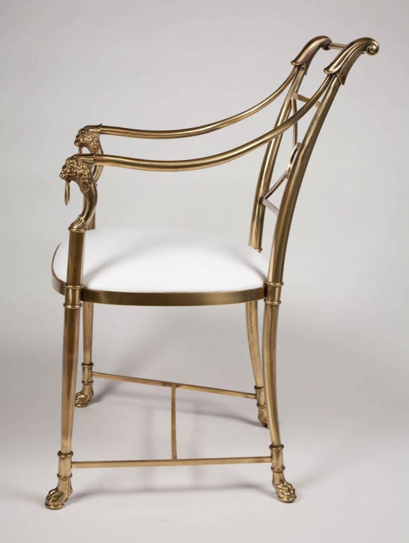 Brass Italian Lion's Head Regency Armchairs by Weiman/Warren Lloyd For Sale