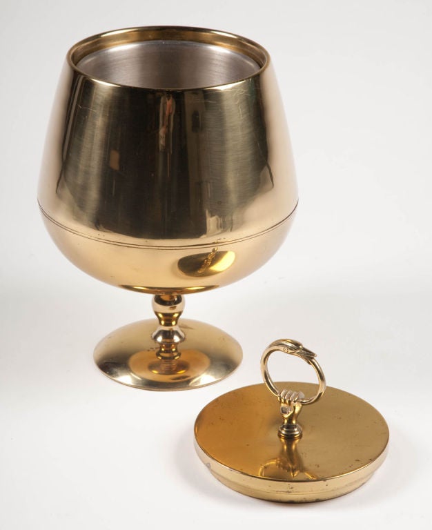 Brass Chalice Ice Bucket after Aldo Tura In Excellent Condition In New York, NY