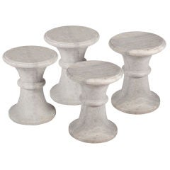 Set of Four Marble Pedestal Tables Stools by Angelo Mangiarotti