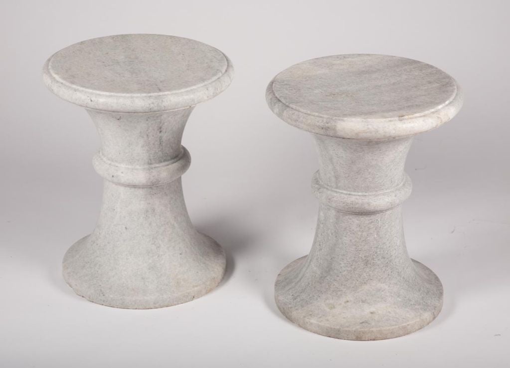 Set of Four Marble Pedestal Tables Stools by Angelo Mangiarotti